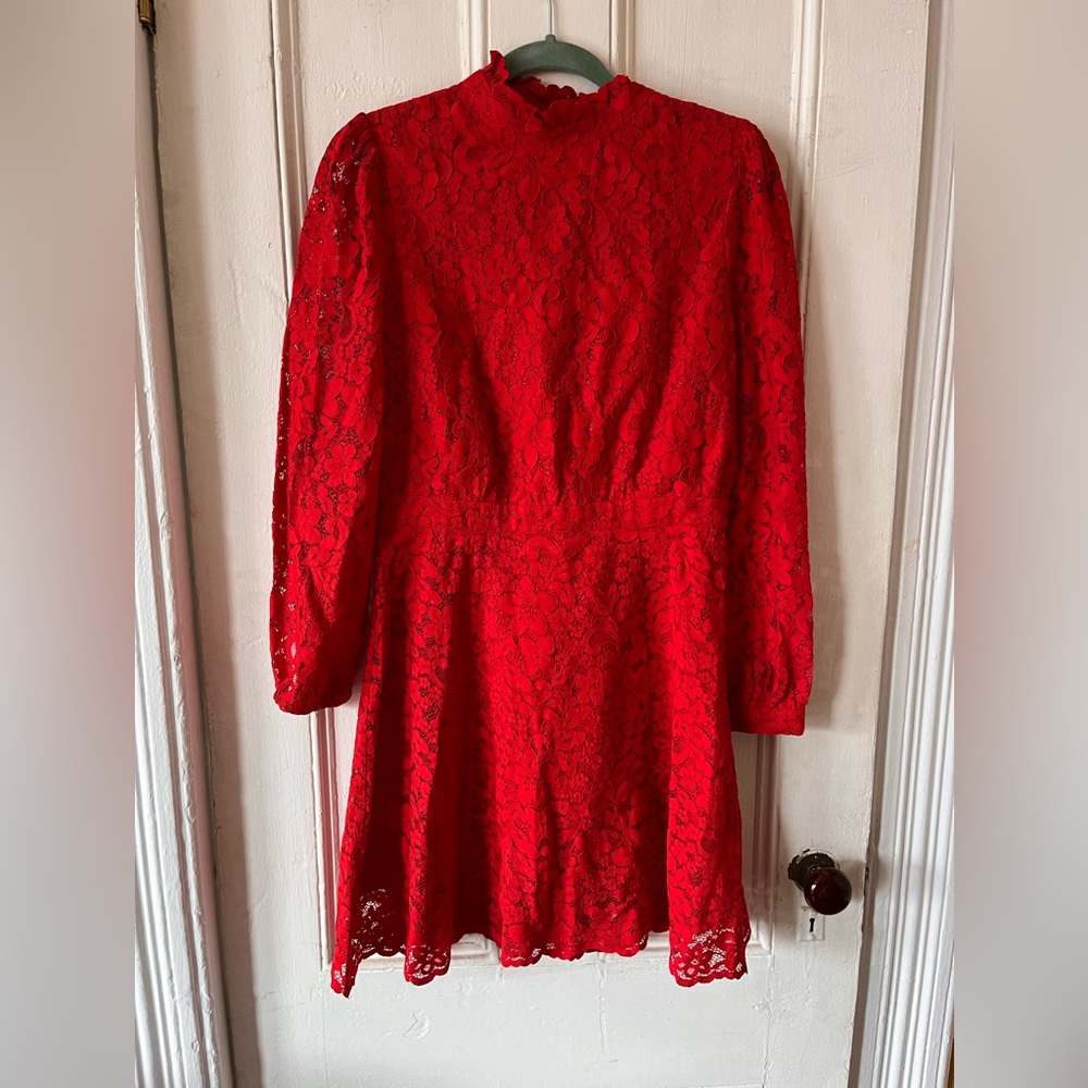 & Other Stories Vibrant Red Lace Dress